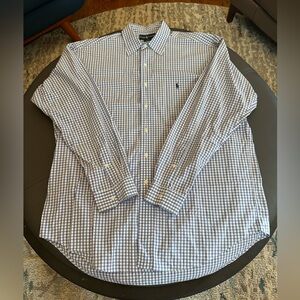 Ralph Lauren Blake Blue Plaid Button Down Dress Shirt Large